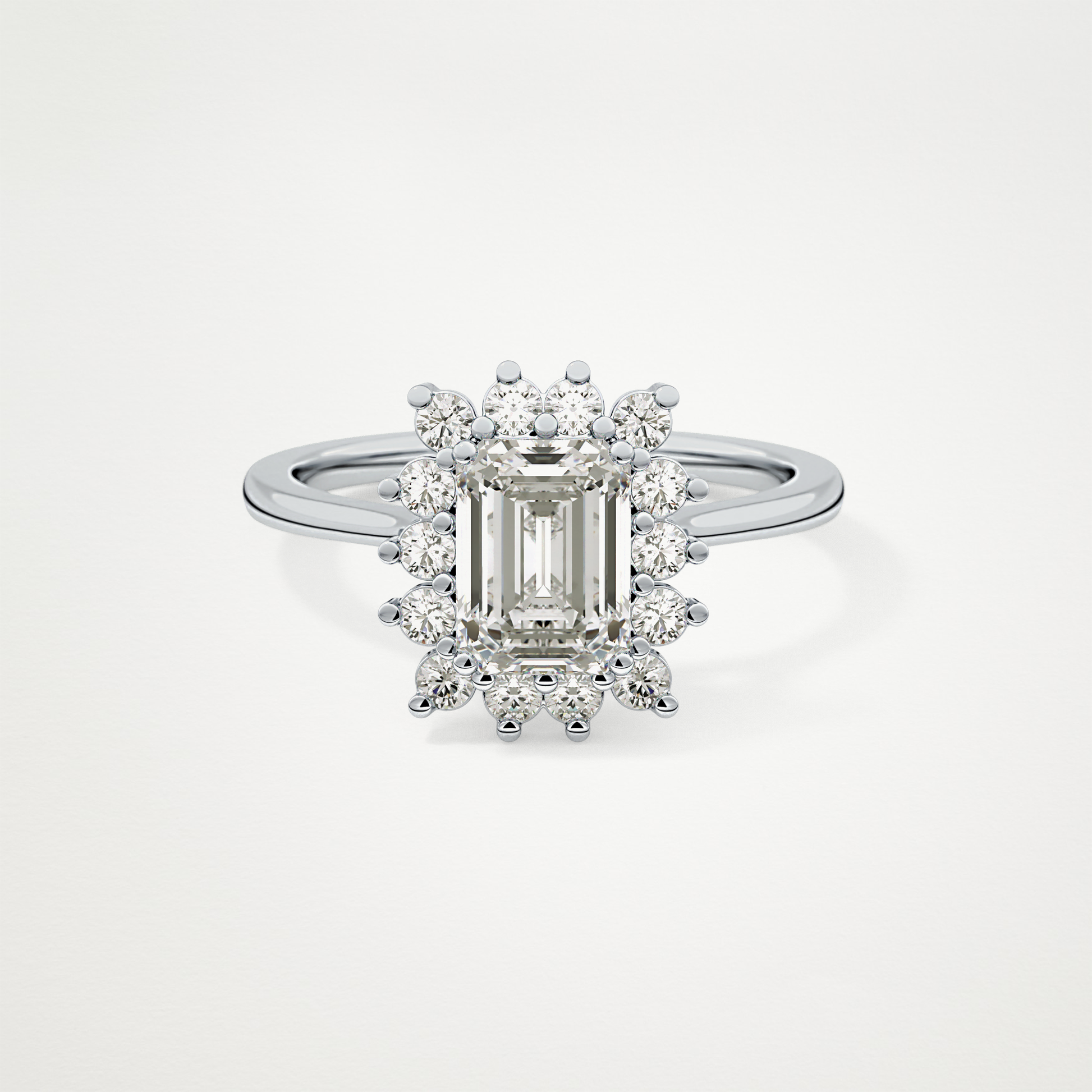 Emerald Halo Lab Grown Diamond Engagement Ring
