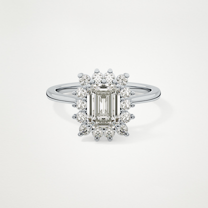 Emerald Halo Lab Grown Diamond Engagement Ring
