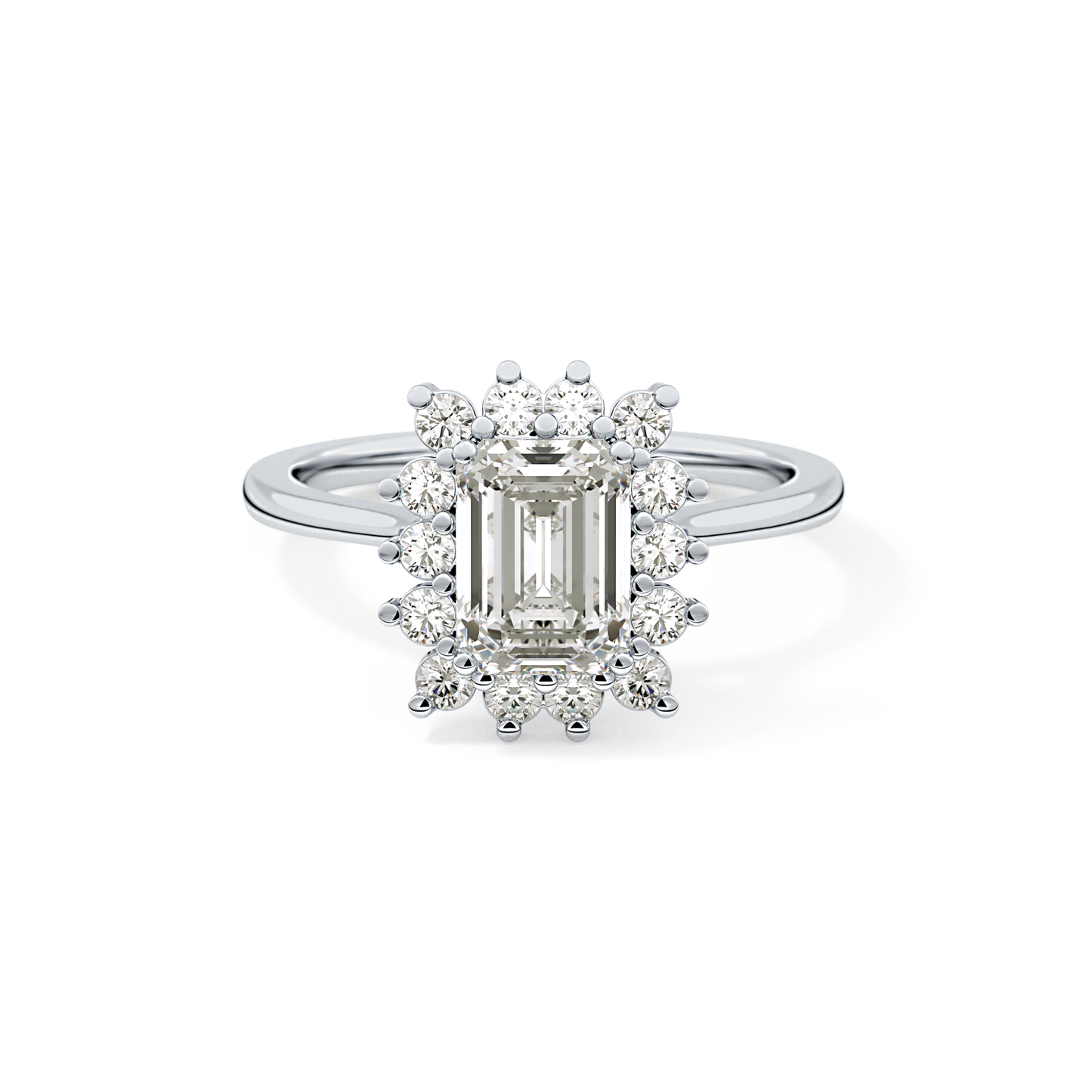 Emerald Halo Lab Grown Diamond Engagement Ring