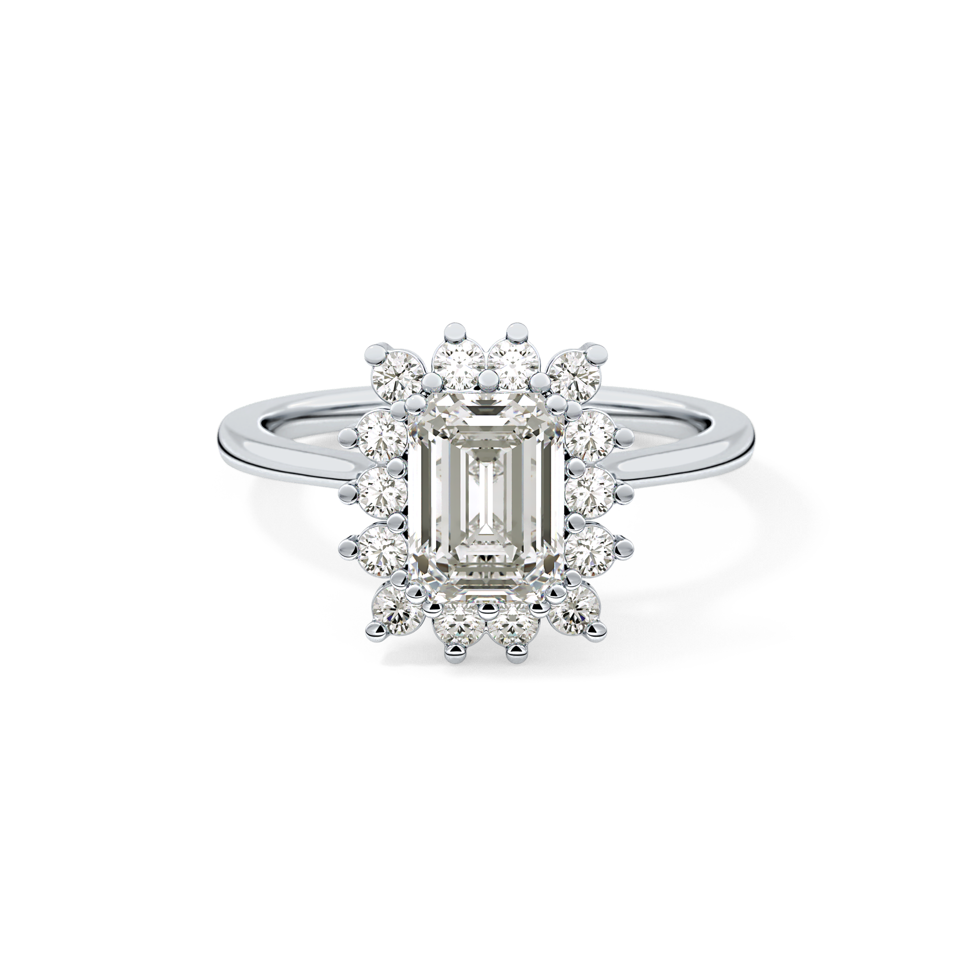 Emerald Halo Lab Grown Diamond Engagement Ring