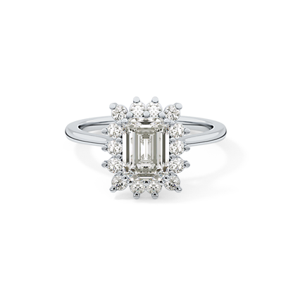 Emerald Halo Lab Grown Diamond Engagement Ring