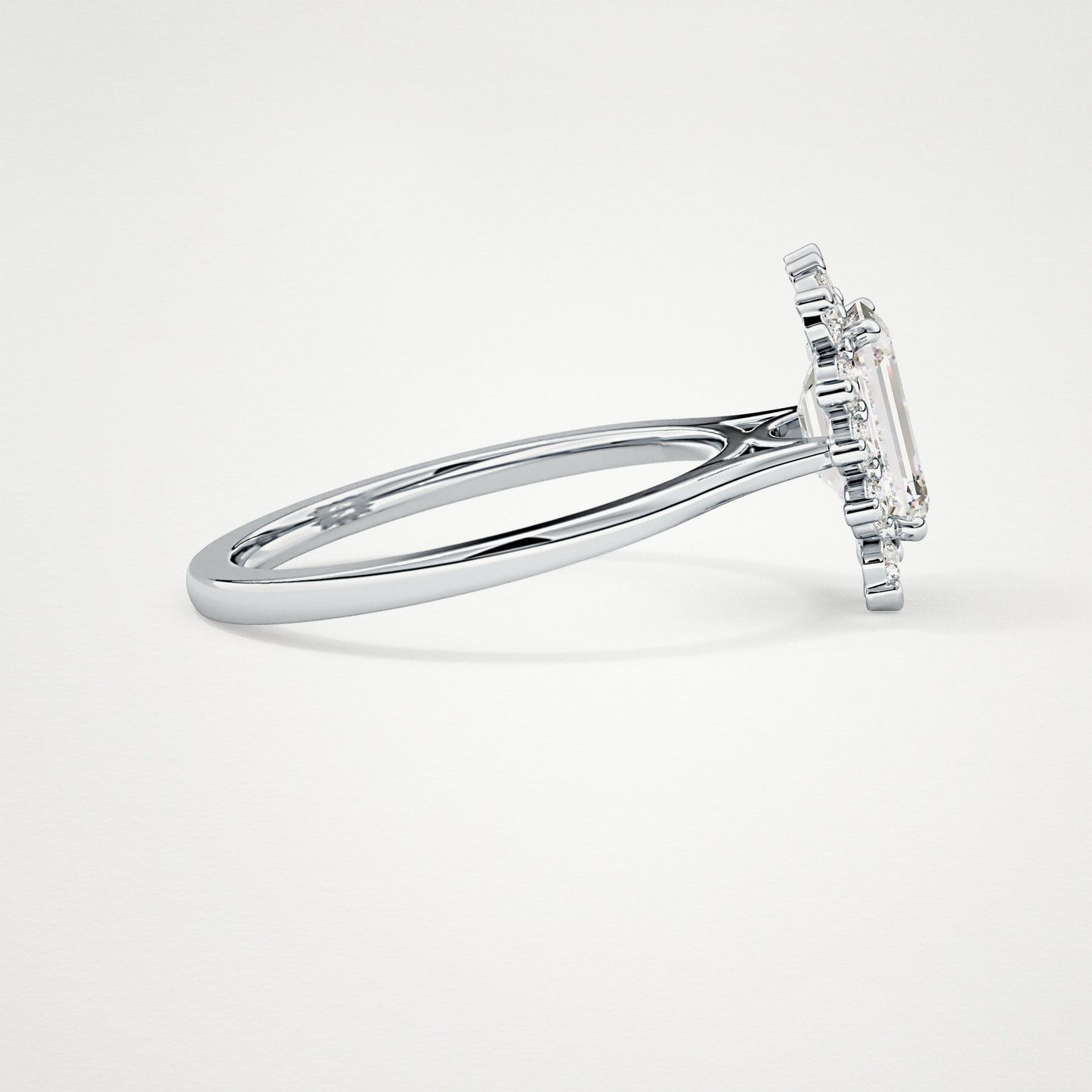 Emerald Halo Lab Grown Diamond Engagement Ring