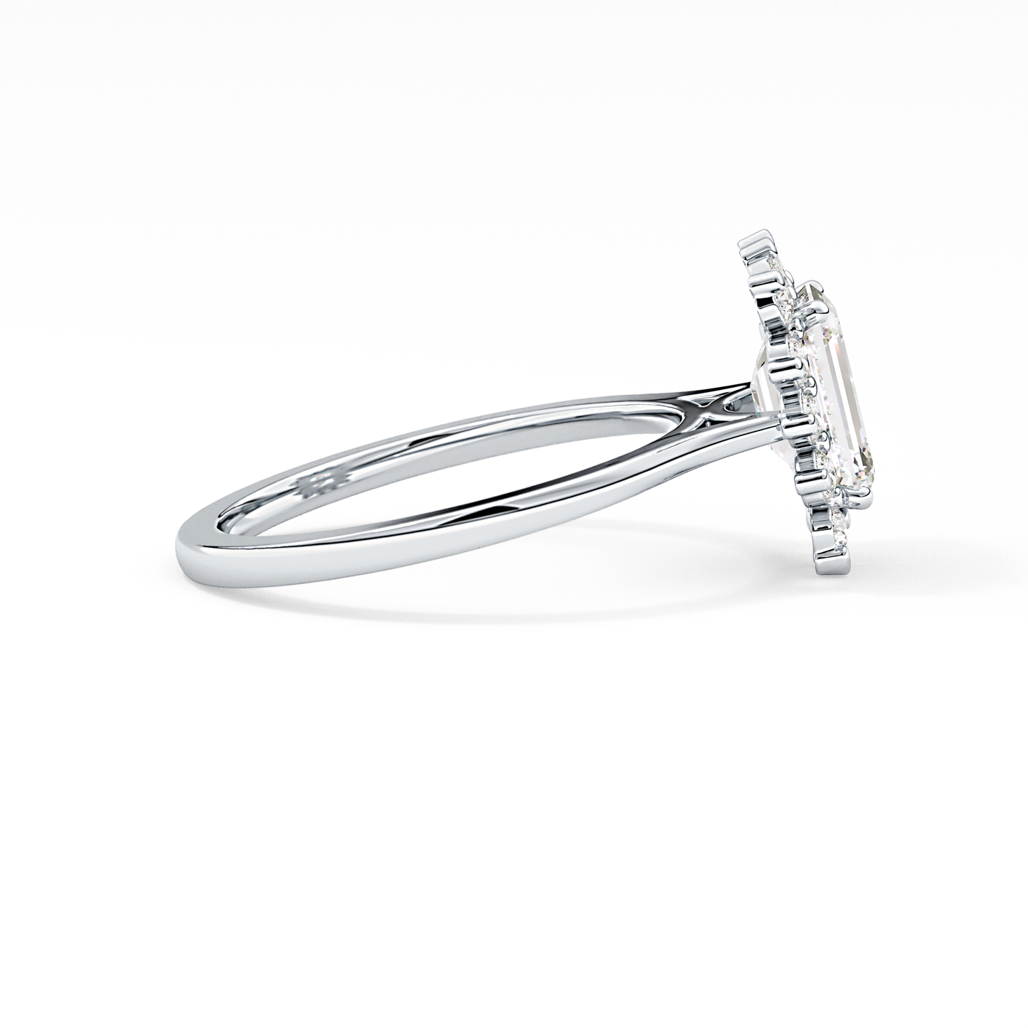 Emerald Halo Lab Grown Diamond Engagement Ring