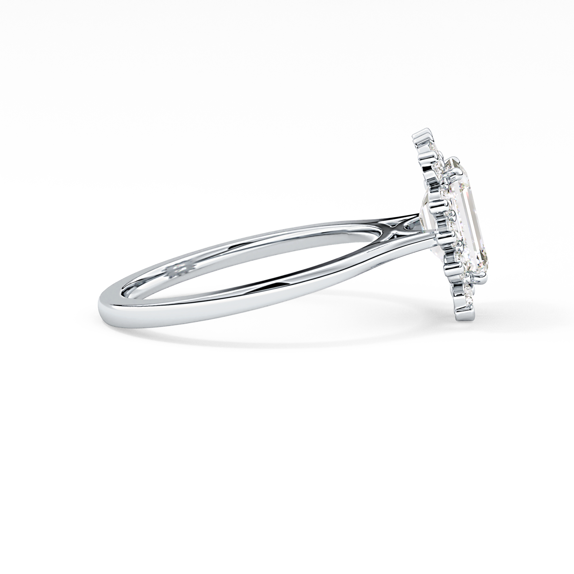 Emerald Halo Lab Grown Diamond Engagement Ring