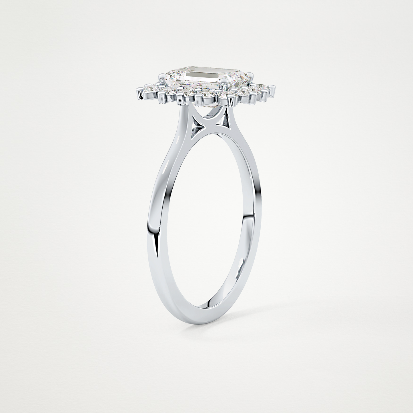 Emerald Halo Lab Grown Diamond Engagement Ring