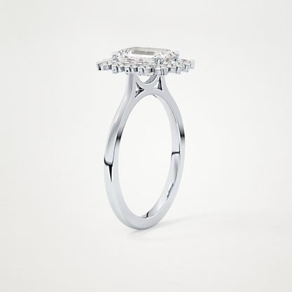 Emerald Halo Lab Grown Diamond Engagement Ring