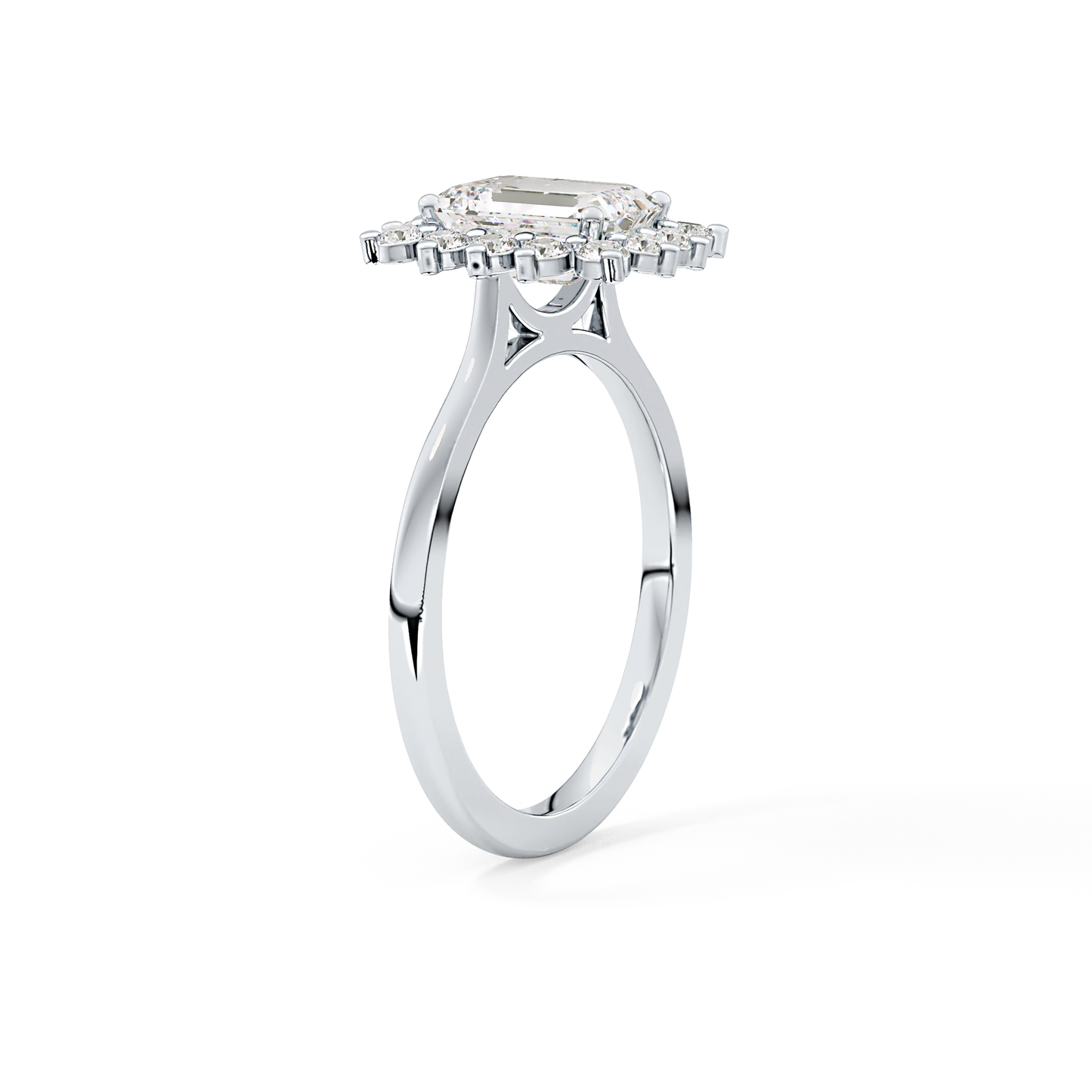 Emerald Halo Lab Grown Diamond Engagement Ring
