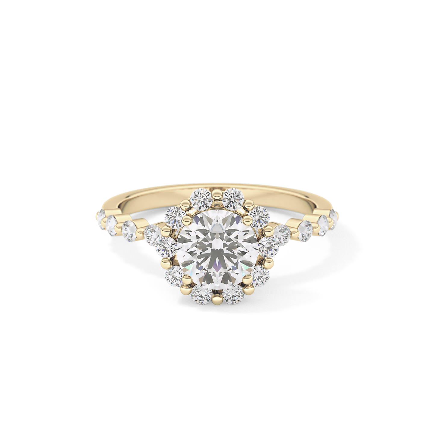 Round Halo & Pave Lab Grown Diamond Engagement Ring