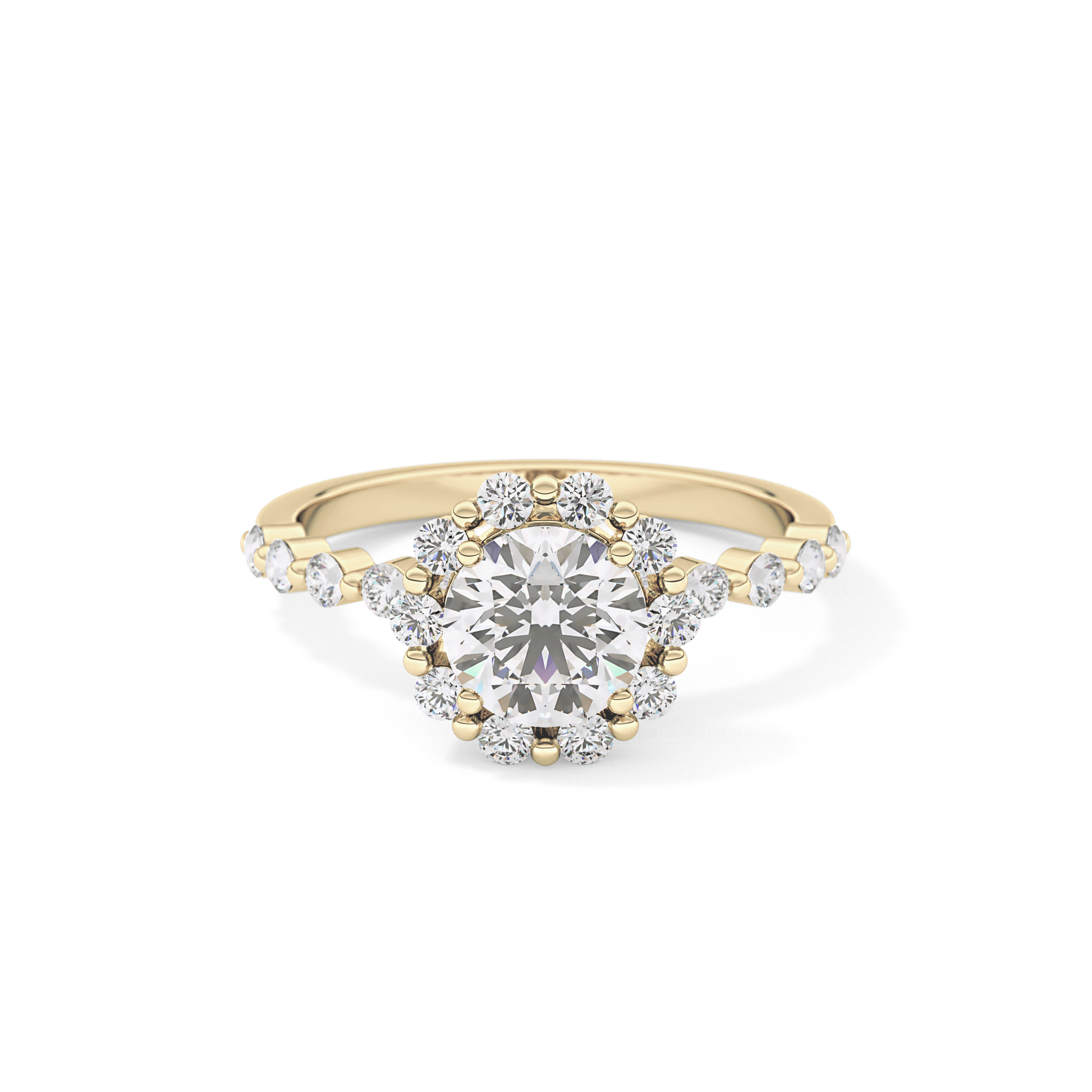Round Halo & Pave Lab Grown Diamond Engagement Ring