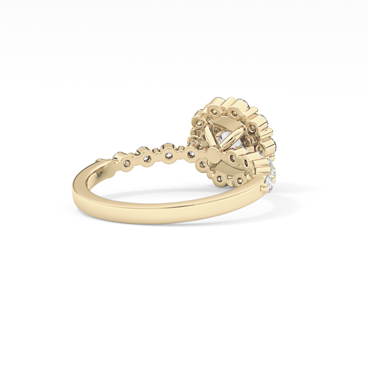 Round Halo & Pave Lab Grown Diamond Engagement Ring