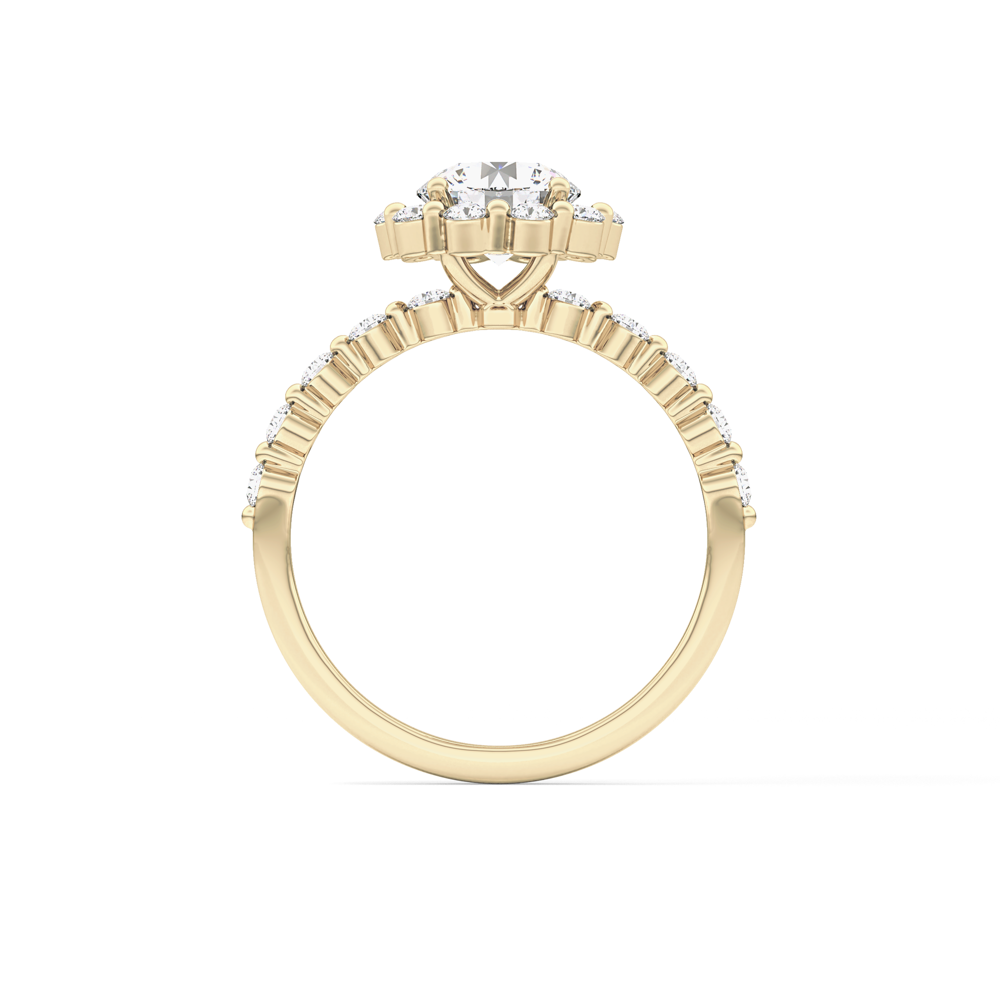 Round Halo & Pave Lab Grown Diamond Engagement Ring