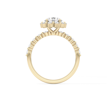 Round Halo & Pave Lab Grown Diamond Engagement Ring