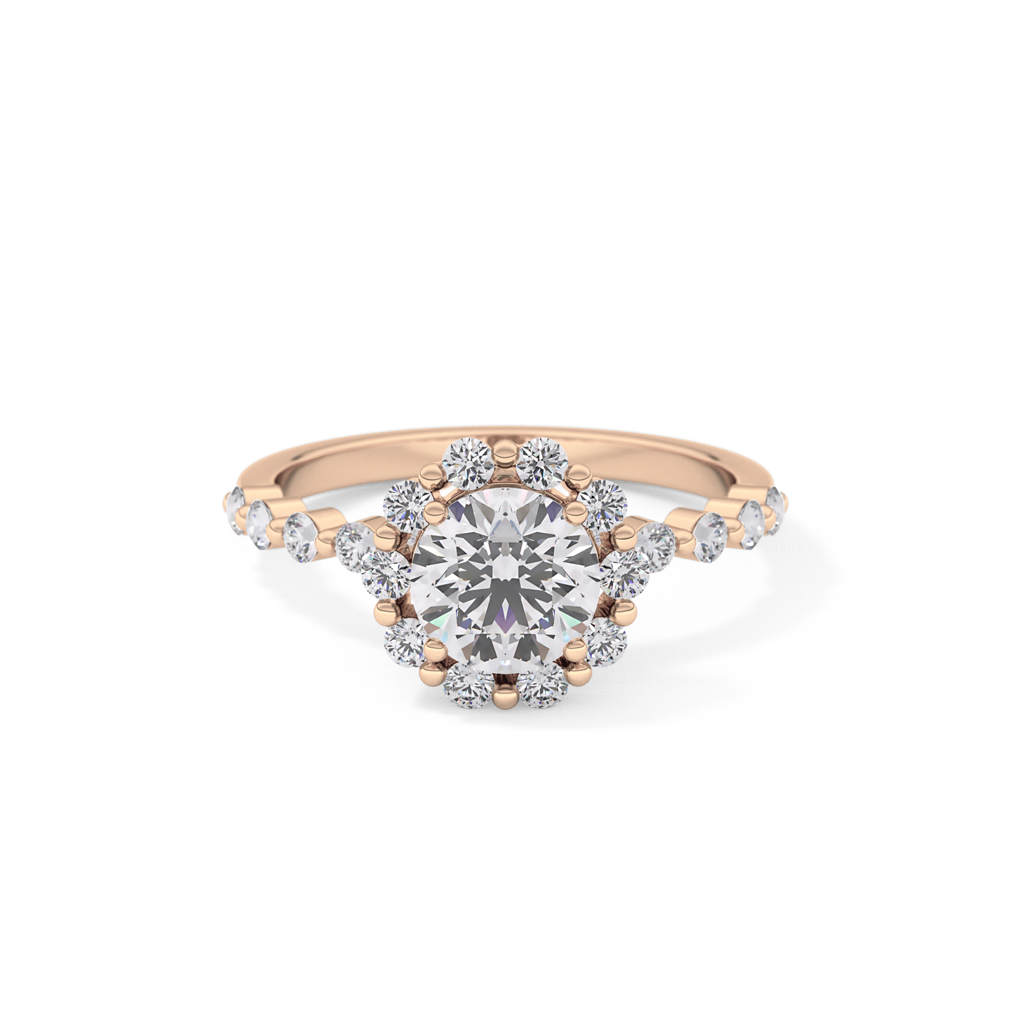 Round Halo & Pave Lab Grown Diamond Engagement Ring