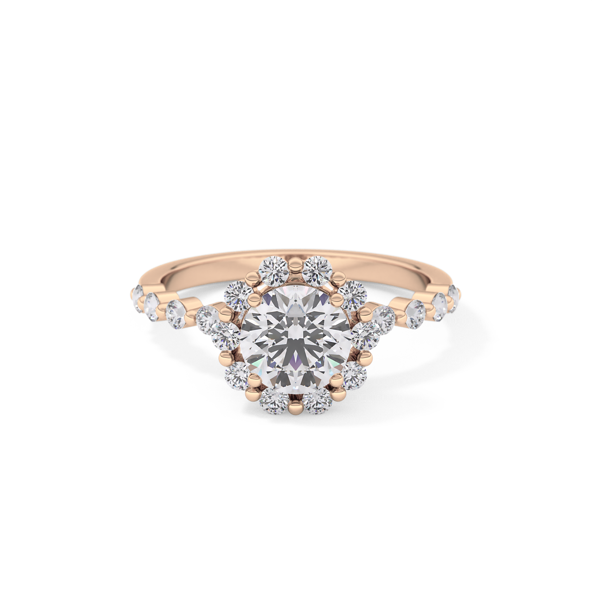 Round Halo & Pave Lab Grown Diamond Engagement Ring