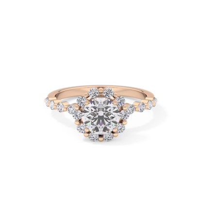 Round Halo & Pave Lab Grown Diamond Engagement Ring