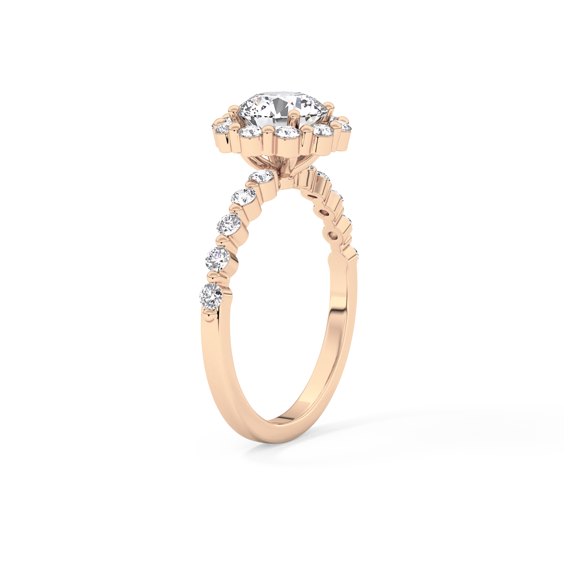 Round Halo & Pave Lab Grown Diamond Engagement Ring
