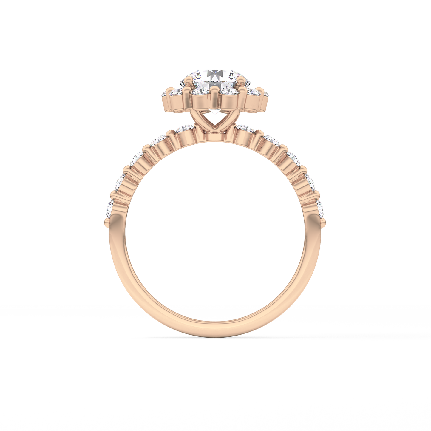 Round Halo & Pave Lab Grown Diamond Engagement Ring