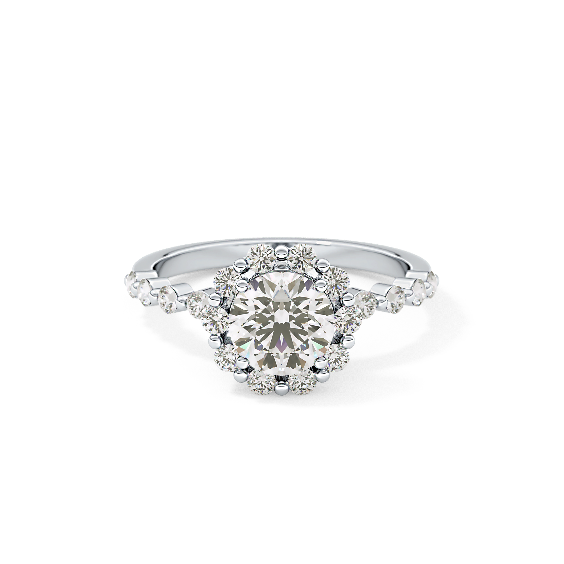 Round Halo & Pave Lab Grown Diamond Engagement Ring