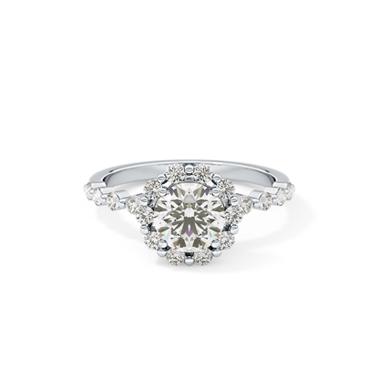 Round Halo & Pave Lab Grown Diamond Engagement Ring