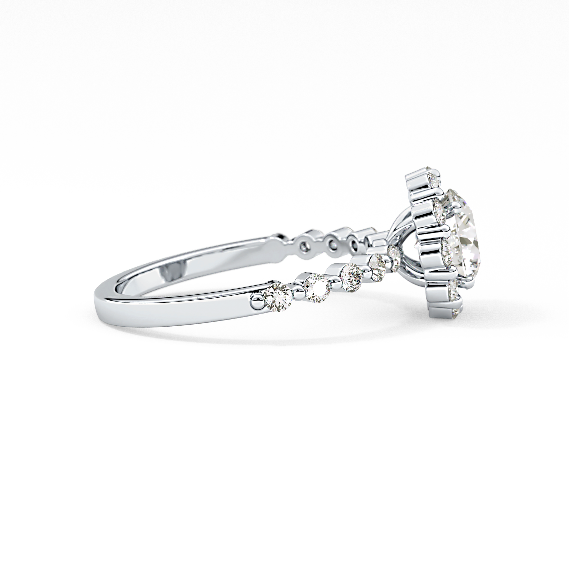 Round Halo & Pave Lab Grown Diamond Engagement Ring