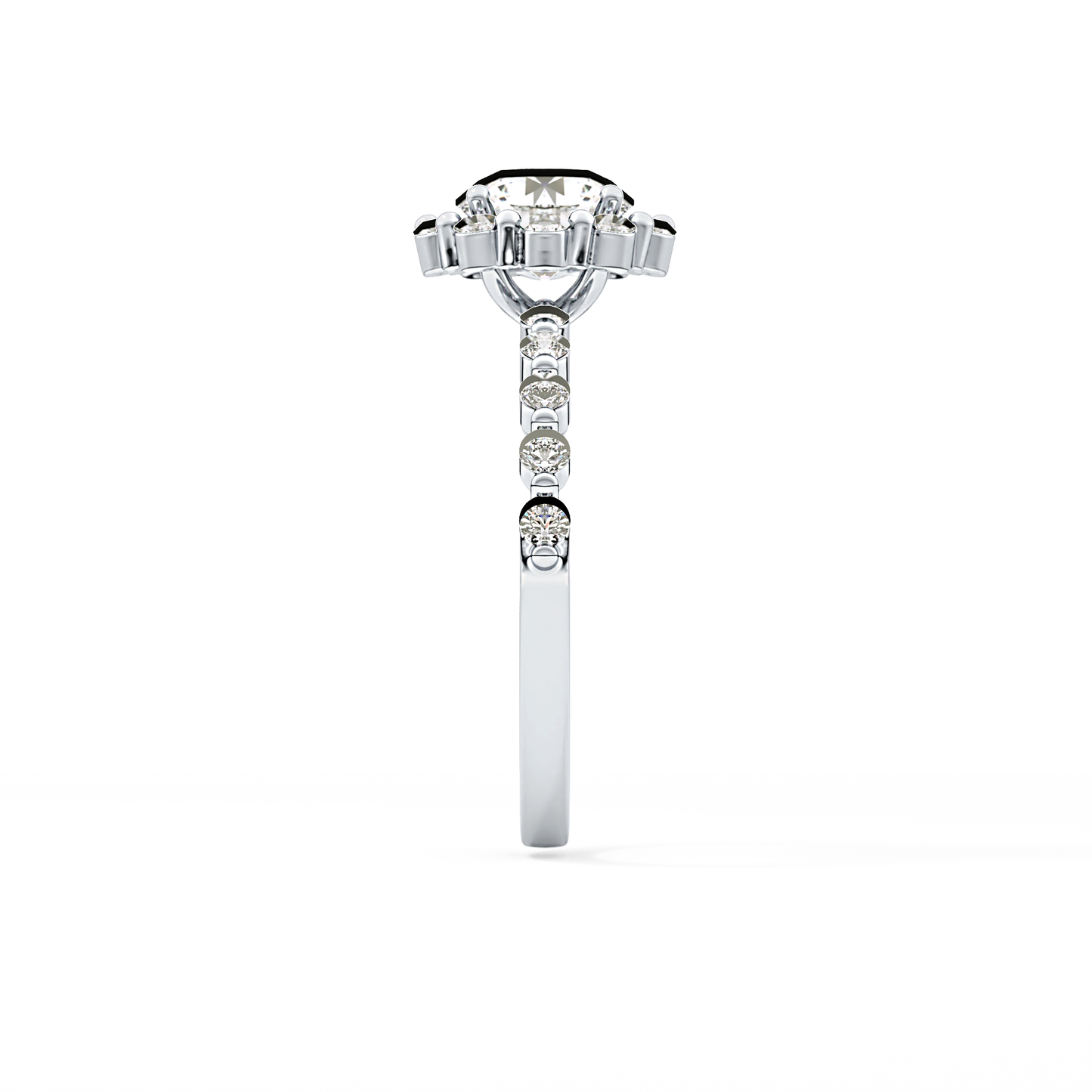Round Halo & Pave Lab Grown Diamond Engagement Ring