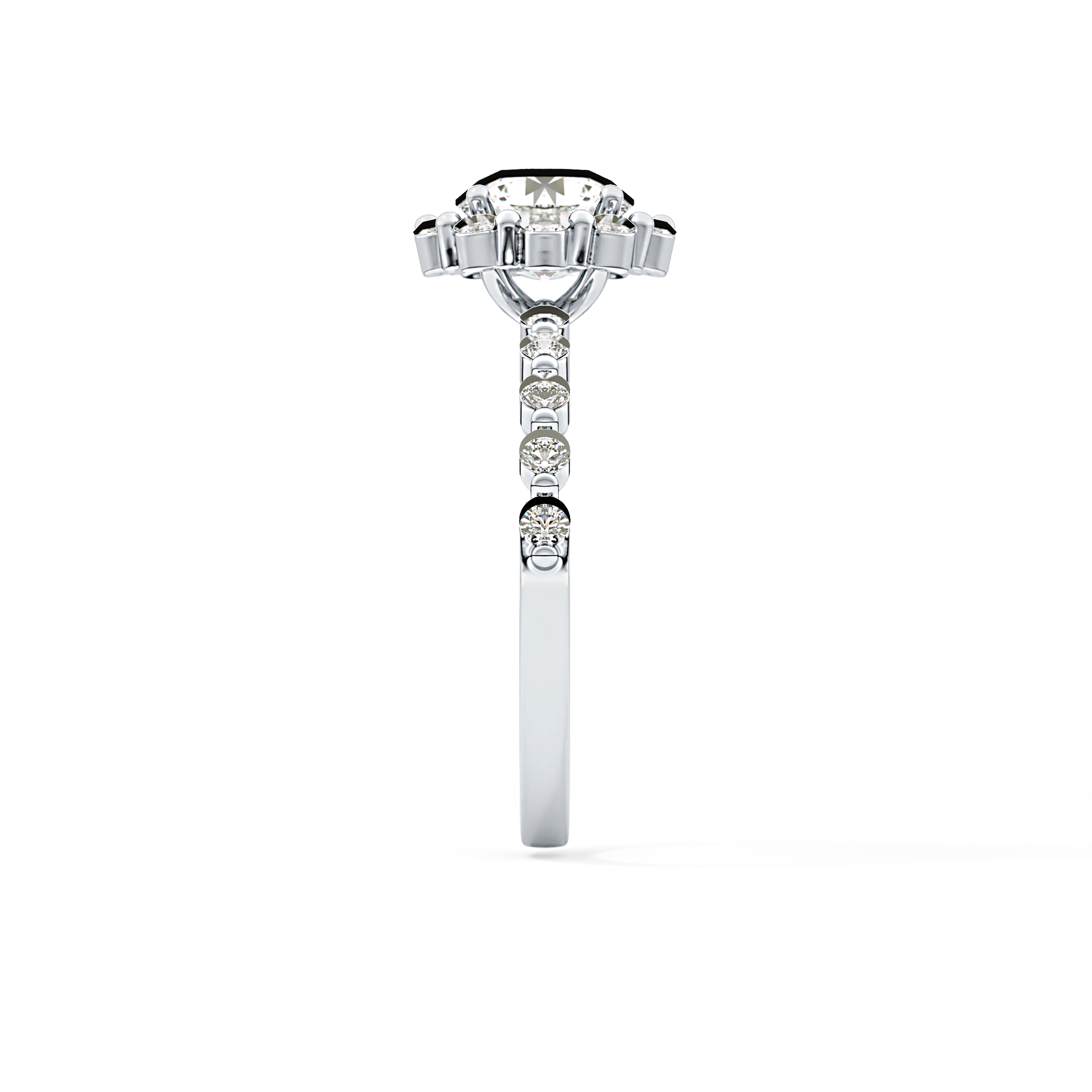 Round Halo & Pave Lab Grown Diamond Engagement Ring