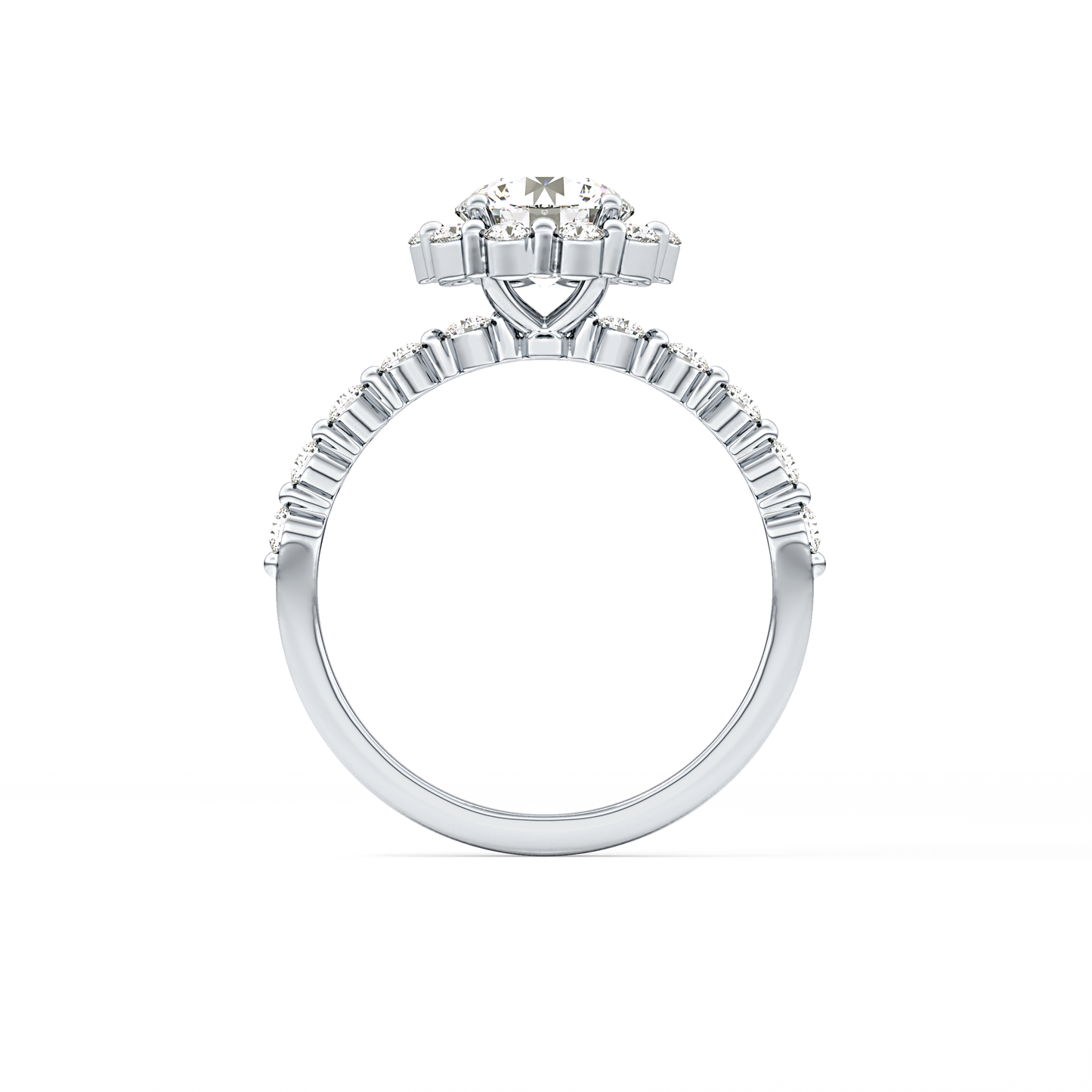 Round Halo & Pave Lab Grown Diamond Engagement Ring