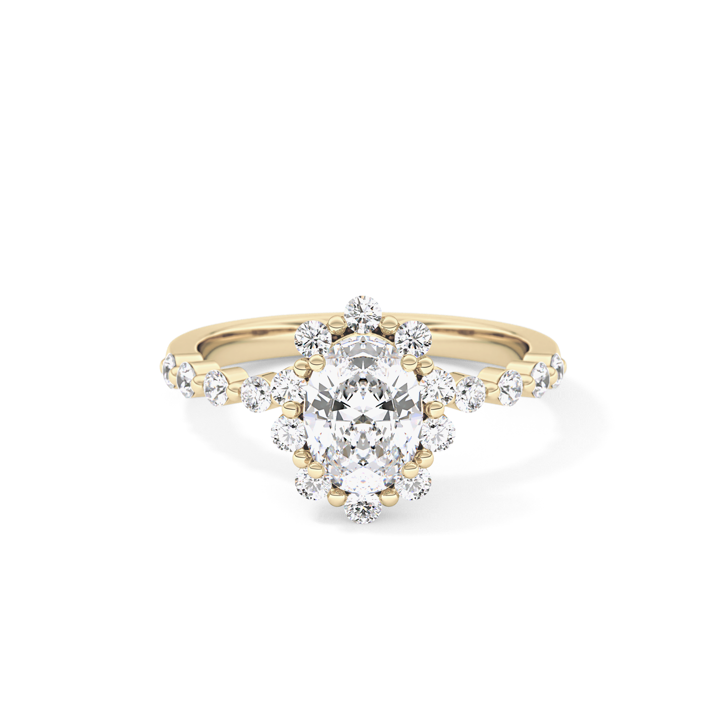 Oval Halo & Pave Lab Grown Diamond Engagement Ring
