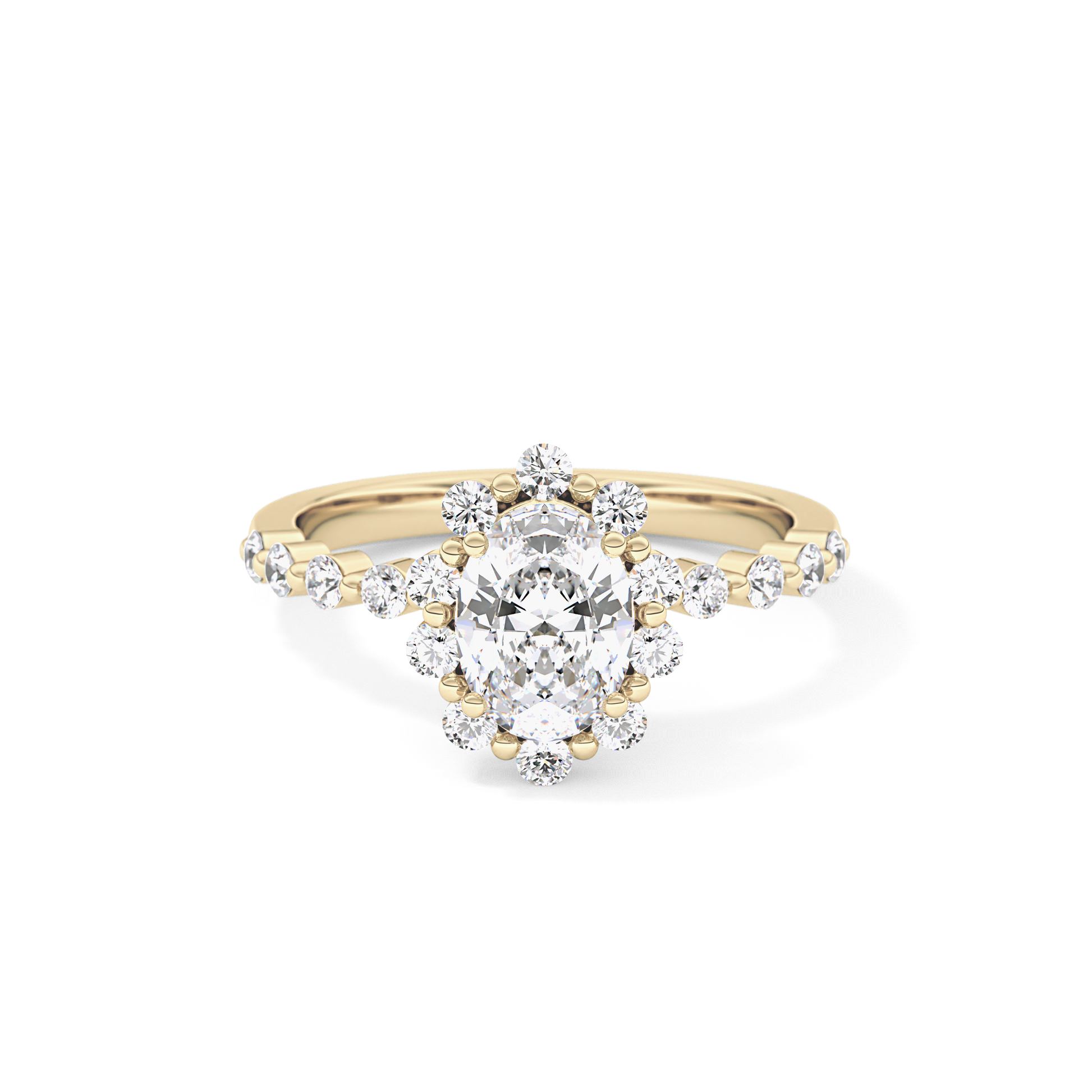 Oval Halo & Pave Lab Grown Diamond Engagement Ring