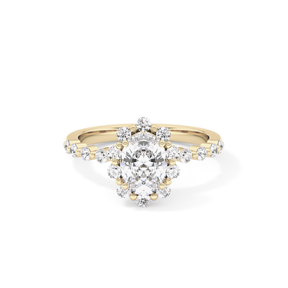 Oval Halo & Pave Lab Grown Diamond Engagement Ring