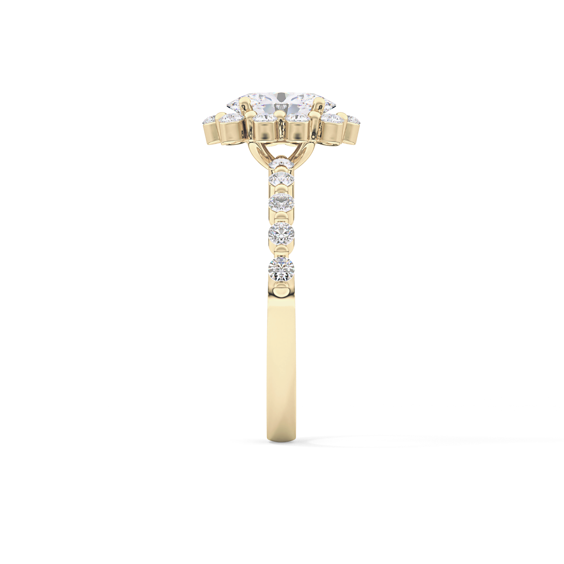 Oval Halo & Pave Lab Grown Diamond Engagement Ring