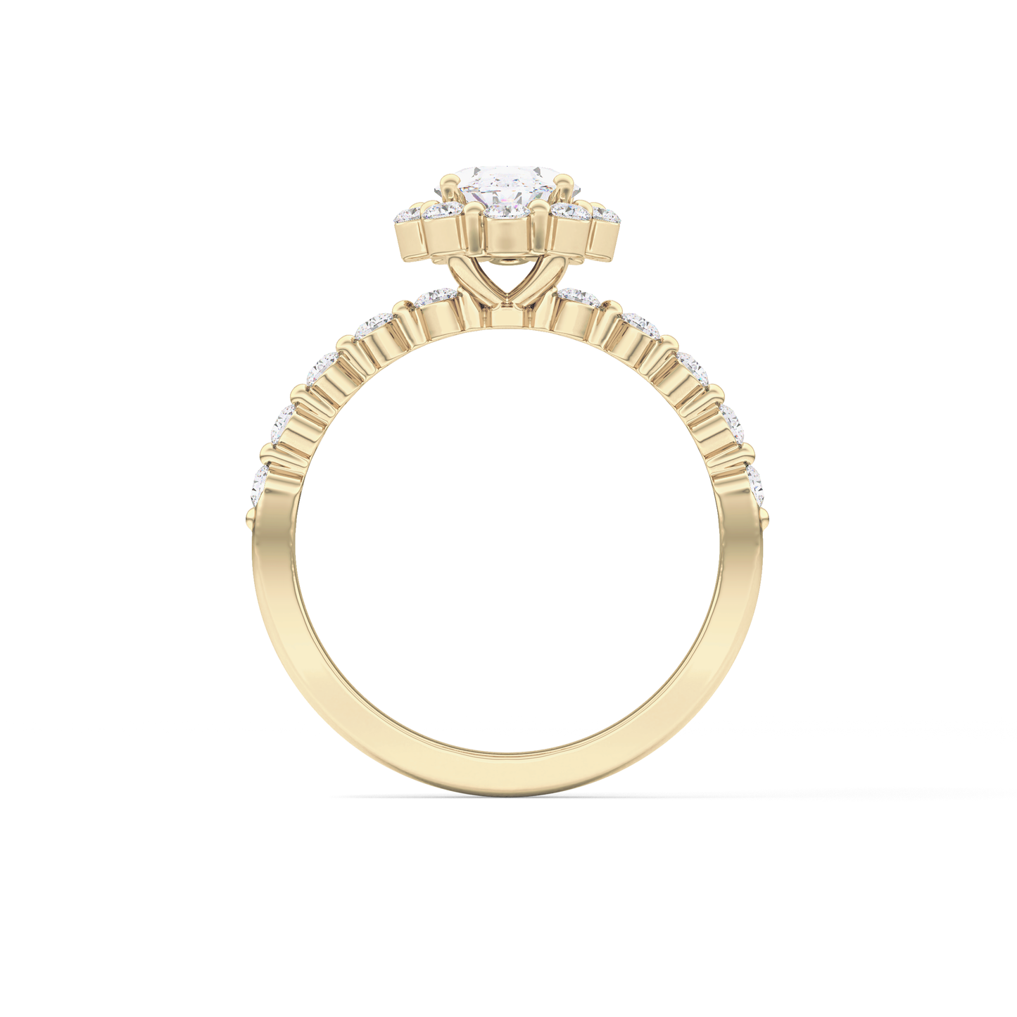 Oval Halo & Pave Lab Grown Diamond Engagement Ring