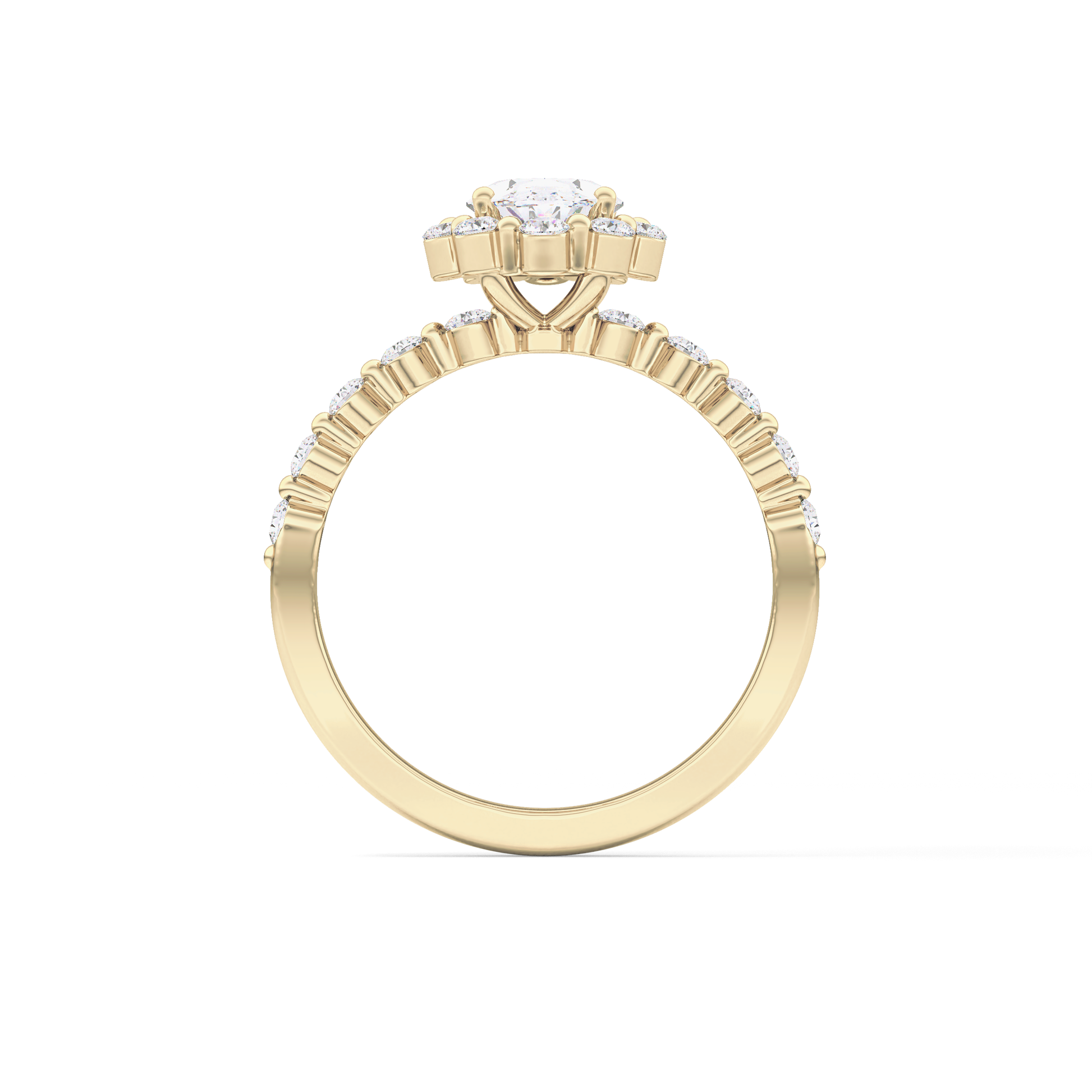 Oval Halo & Pave Lab Grown Diamond Engagement Ring