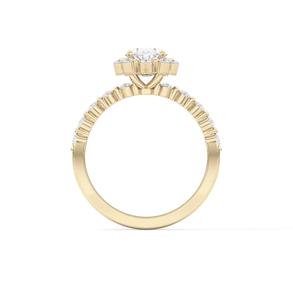 Oval Halo & Pave Lab Grown Diamond Engagement Ring
