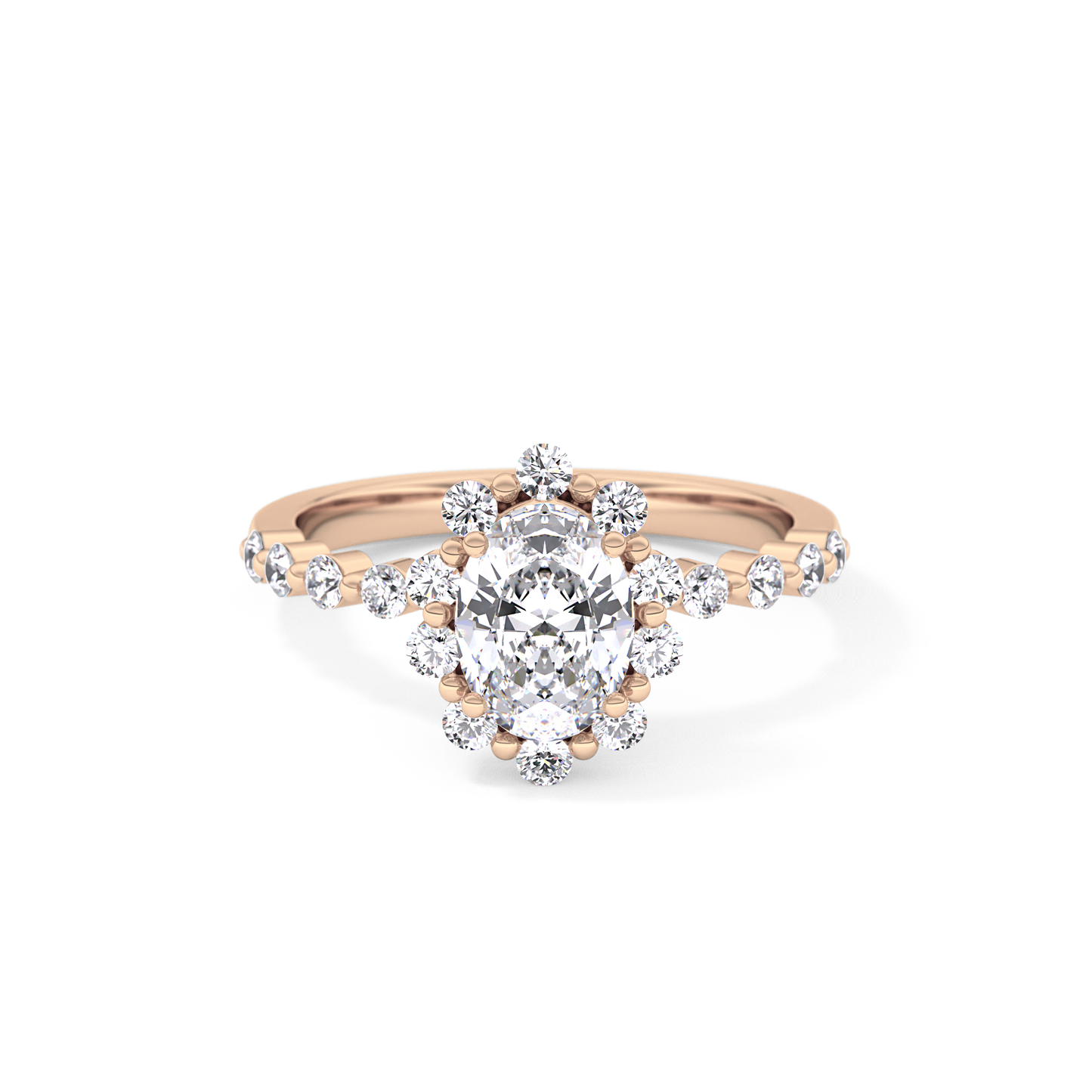 Oval Halo & Pave Lab Grown Diamond Engagement Ring