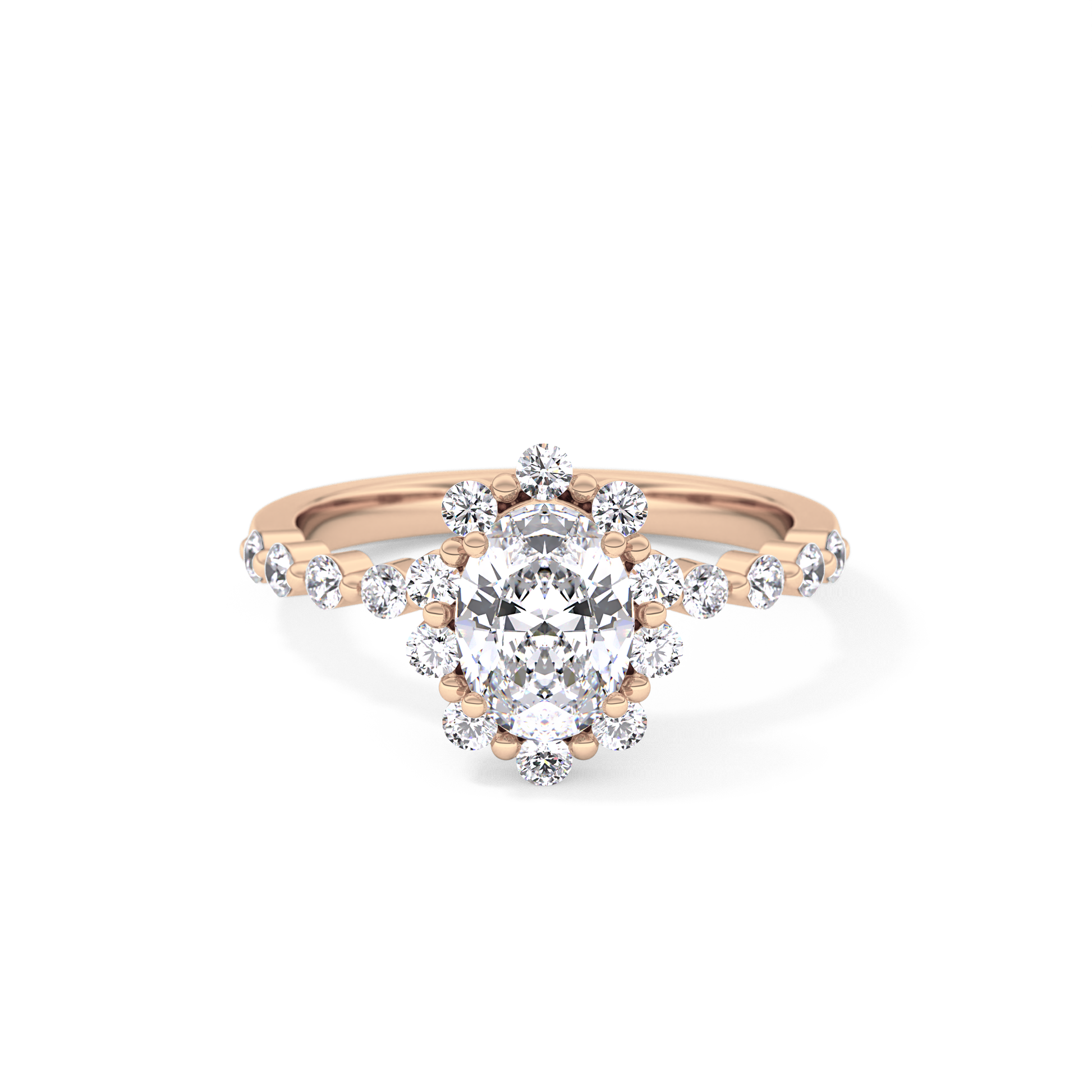 Oval Halo & Pave Lab Grown Diamond Engagement Ring