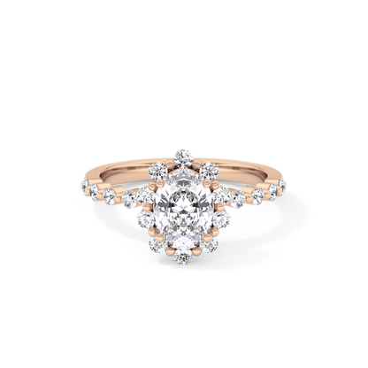 Oval Halo & Pave Lab Grown Diamond Engagement Ring