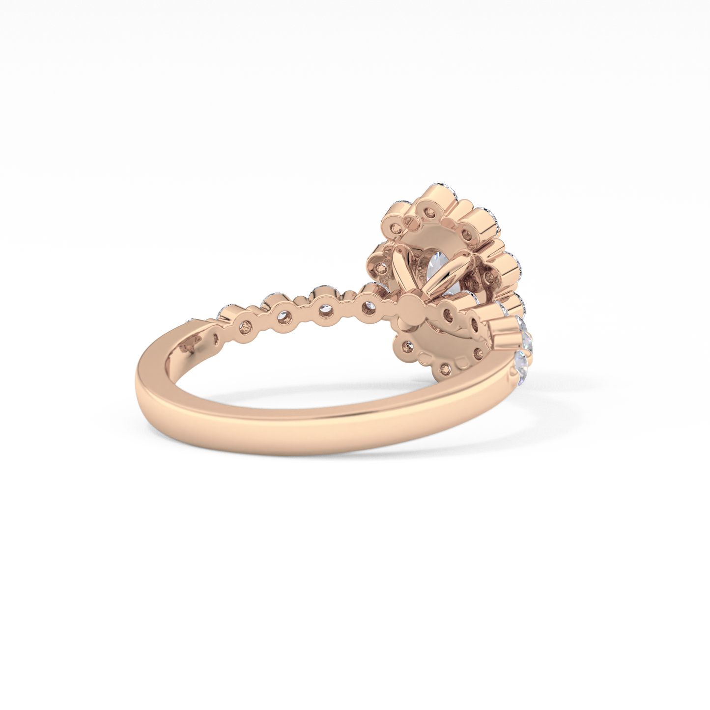 Oval Halo & Pave Lab Grown Diamond Engagement Ring