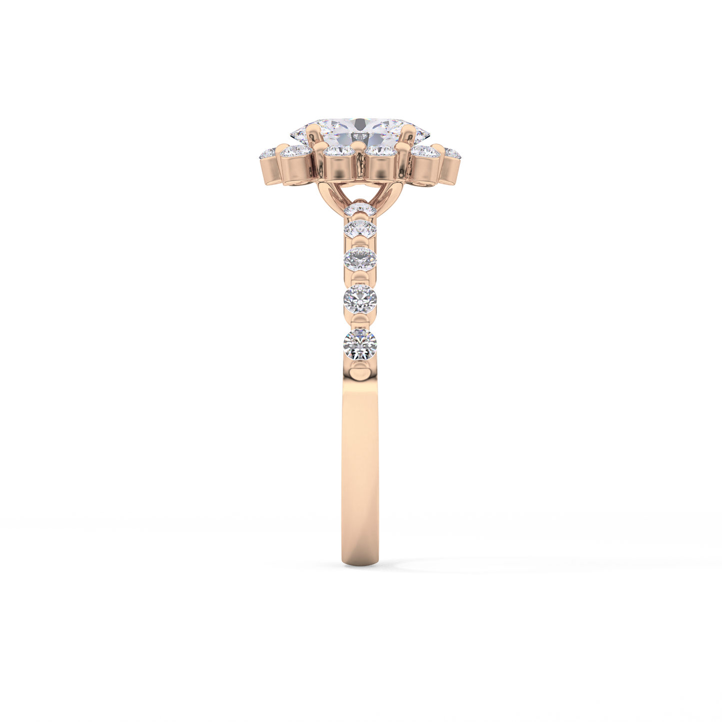 Oval Halo & Pave Lab Grown Diamond Engagement Ring