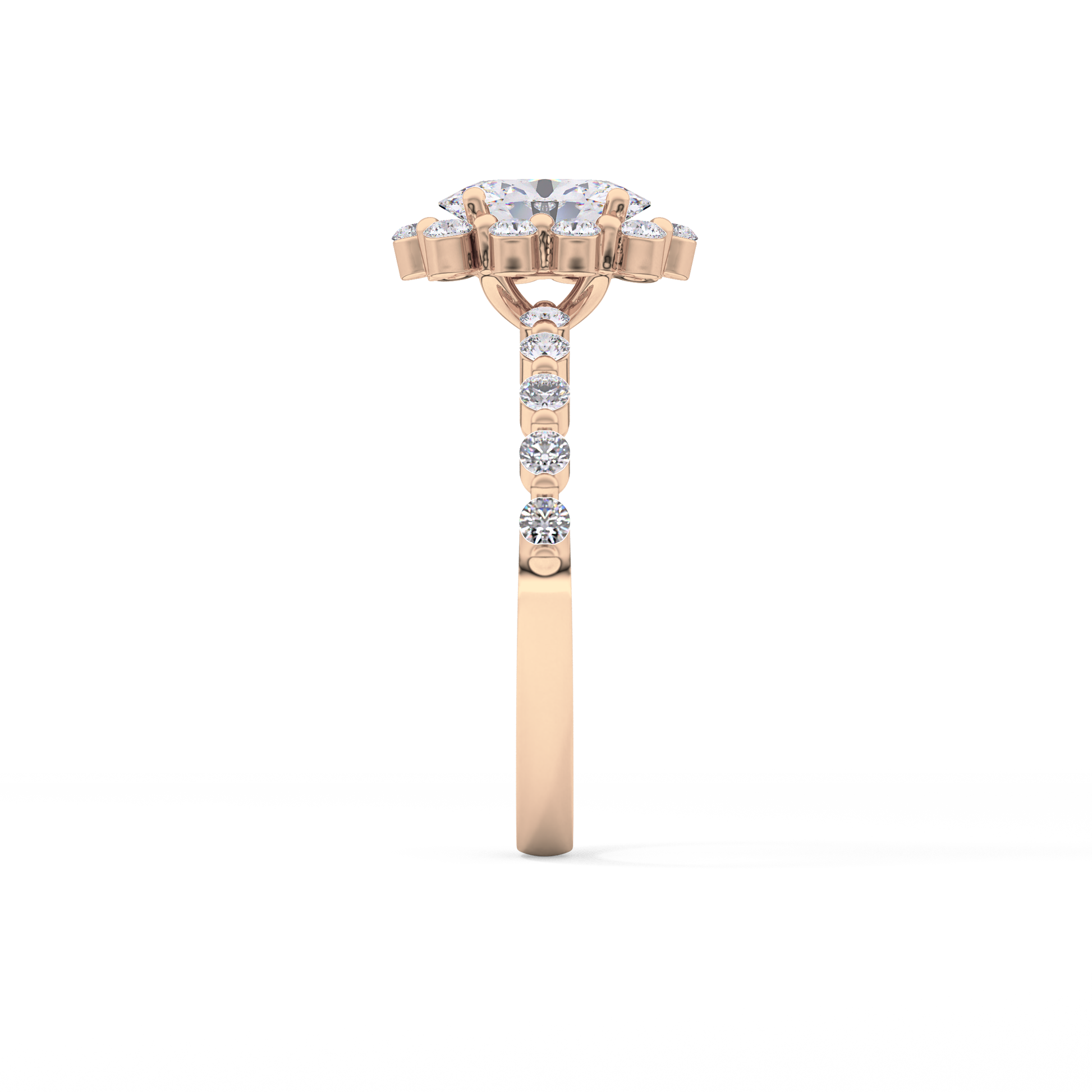 Oval Halo & Pave Lab Grown Diamond Engagement Ring