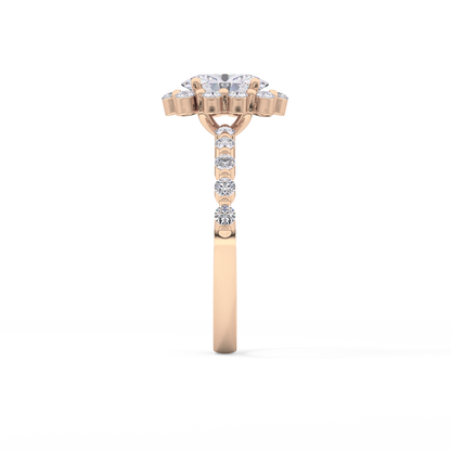 Oval Halo & Pave Lab Grown Diamond Engagement Ring