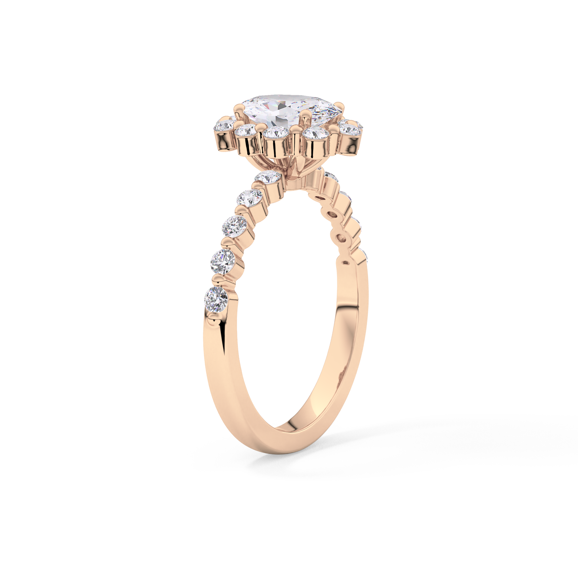 Oval Halo & Pave Lab Grown Diamond Engagement Ring