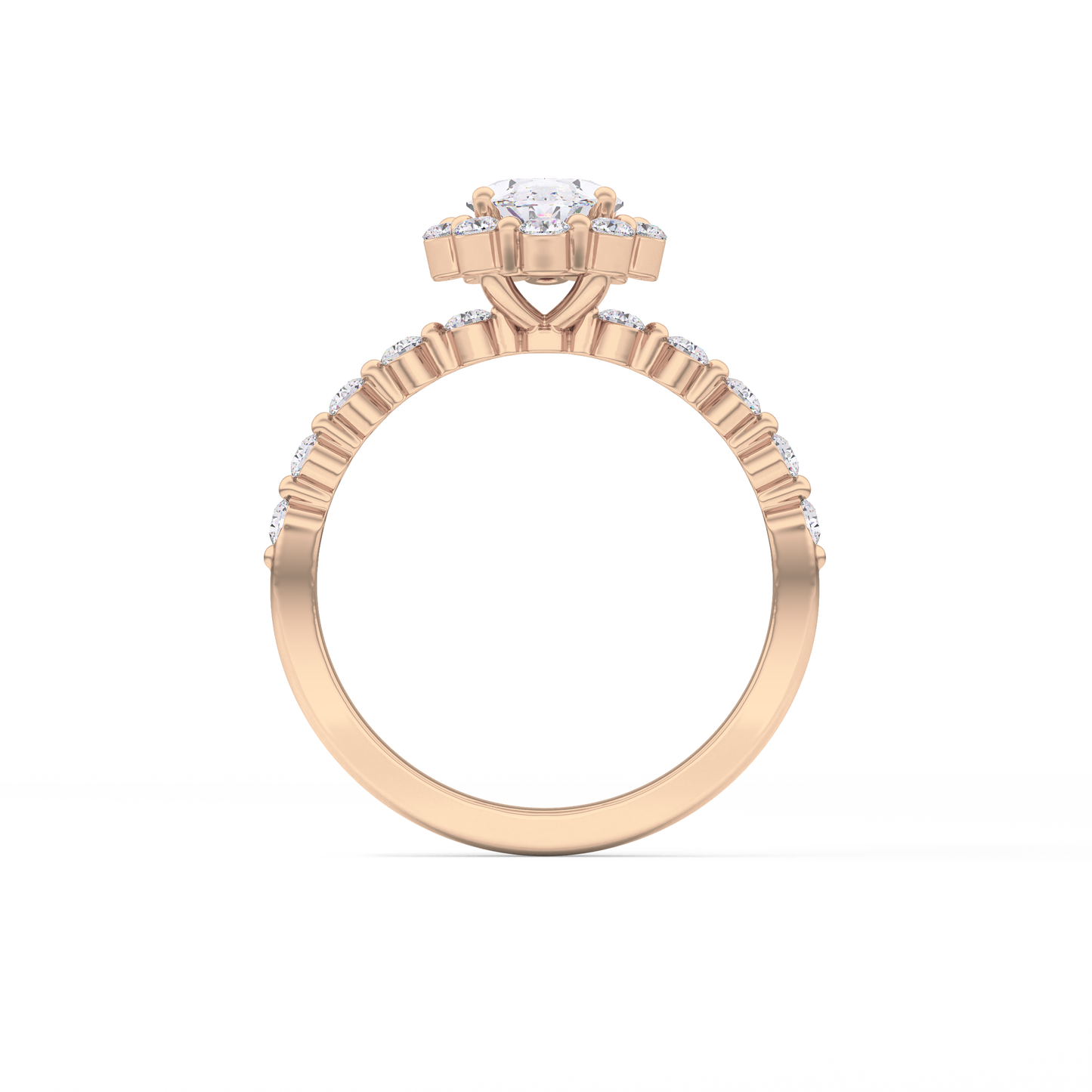 Oval Halo & Pave Lab Grown Diamond Engagement Ring