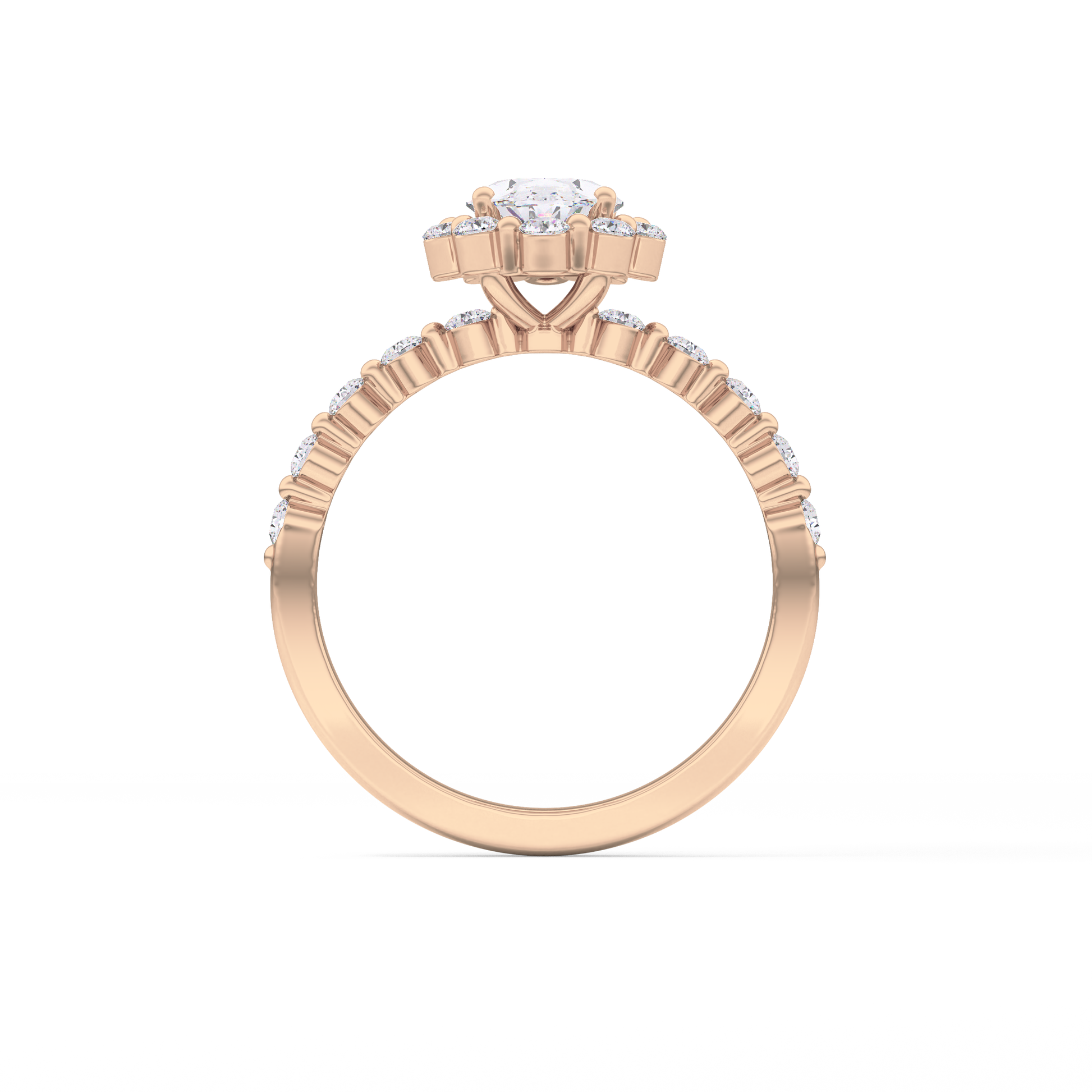 Oval Halo & Pave Lab Grown Diamond Engagement Ring