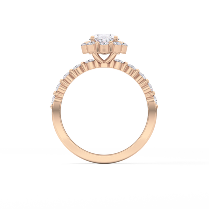 Oval Halo & Pave Lab Grown Diamond Engagement Ring
