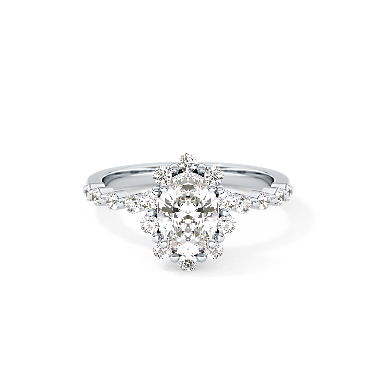 Oval Halo & Pave Lab Grown Diamond Engagement Ring