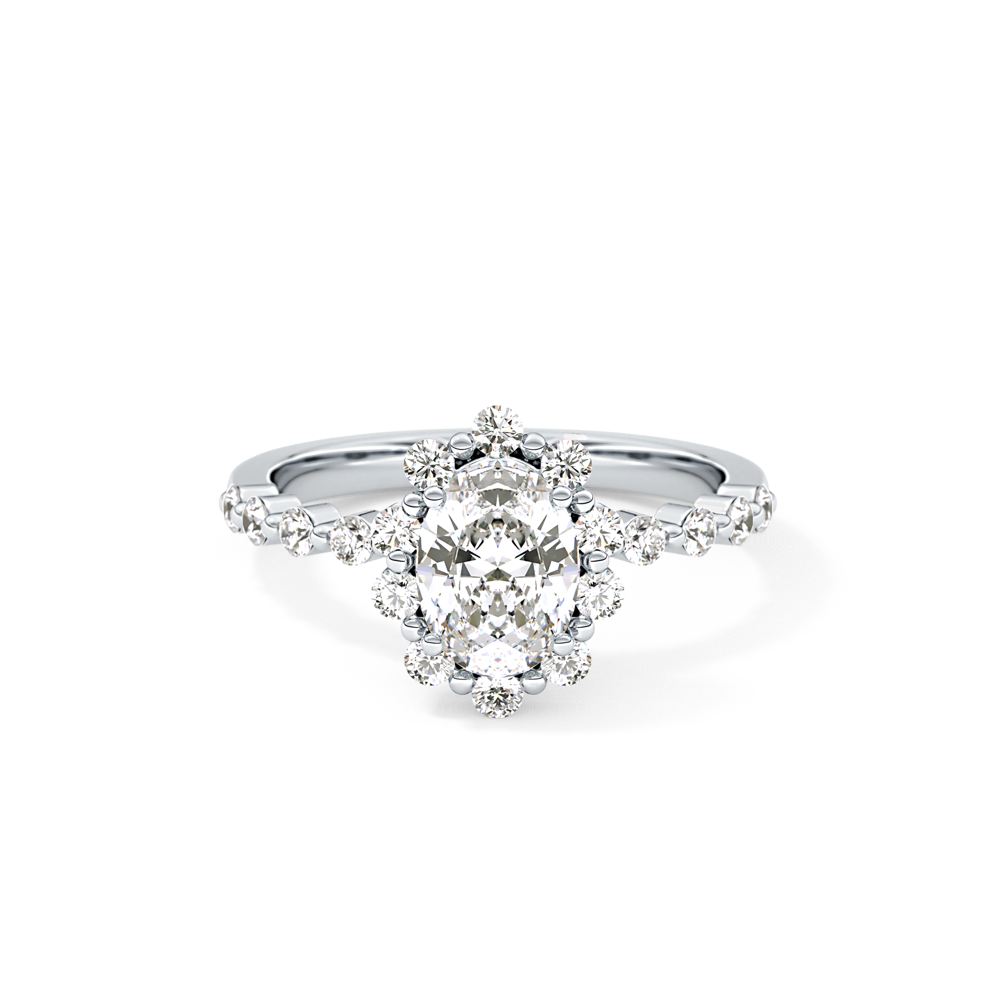 Oval Halo & Pave Lab Grown Diamond Engagement Ring