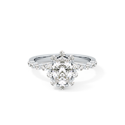 Oval Halo & Pave Lab Grown Diamond Engagement Ring