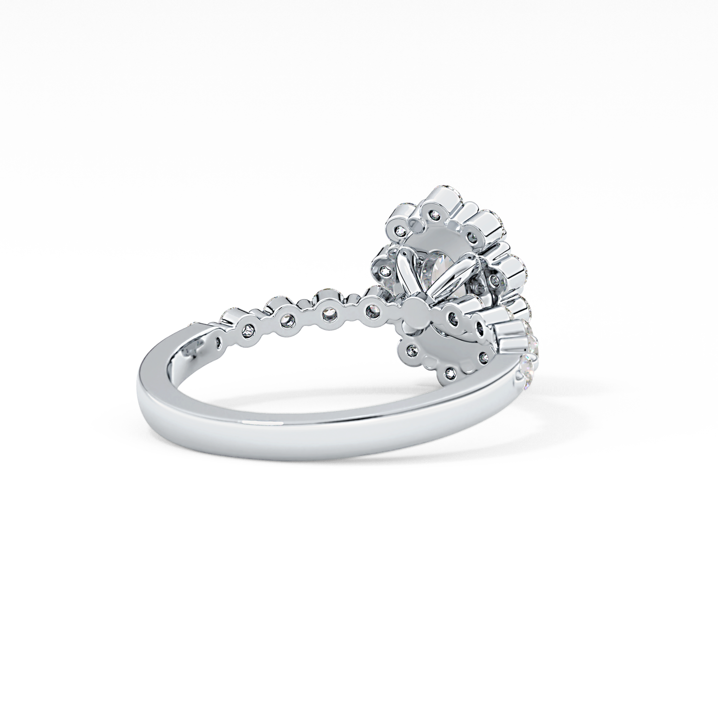 Oval Halo & Pave Lab Grown Diamond Engagement Ring