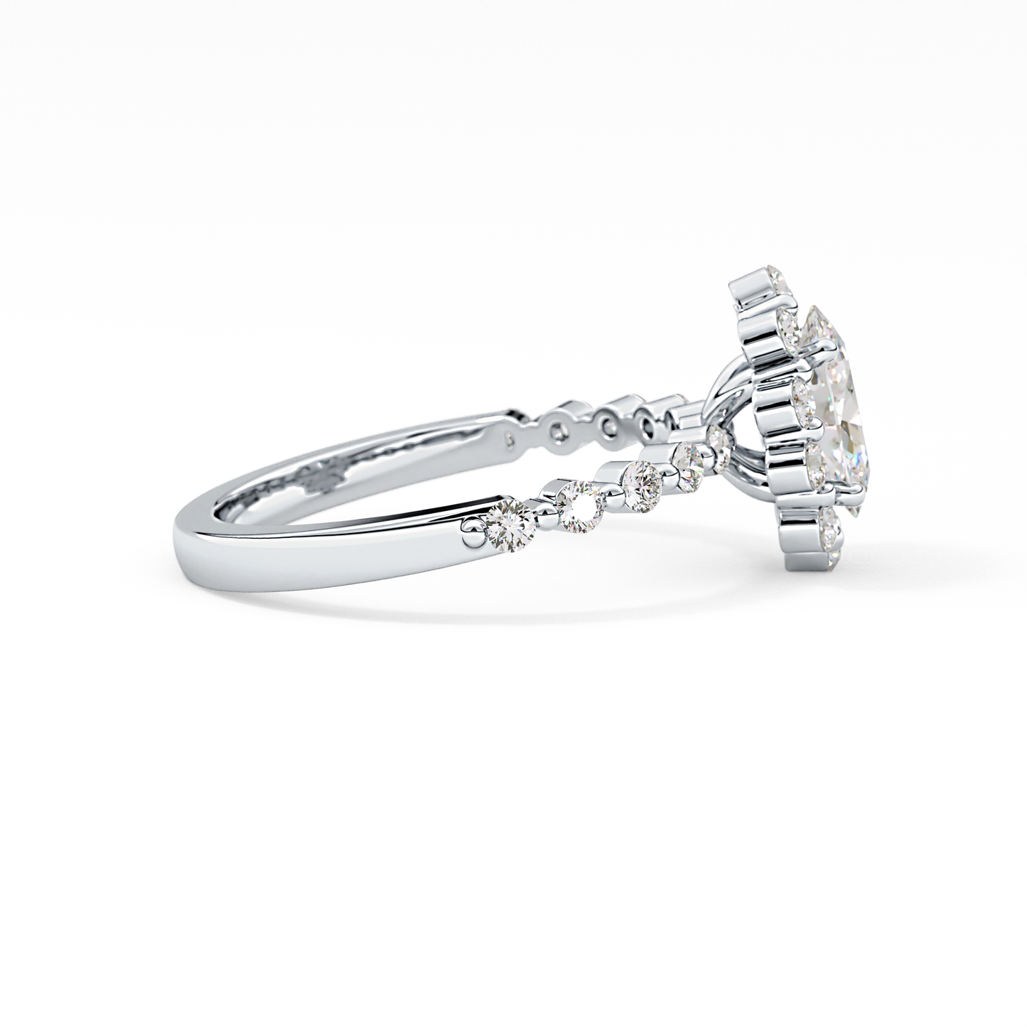 Oval Halo & Pave Lab Grown Diamond Engagement Ring